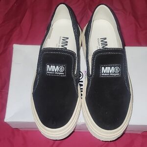 Maison Martin Margiela Black and White Slip-On Loafers Little Girls Size 2